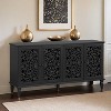 60" Antique Buffet Cabinet with Floral Carvings with Solid Wood Legs&Antique Brass Handles&Adjustable Shelves - Leovsnove - 2 of 4