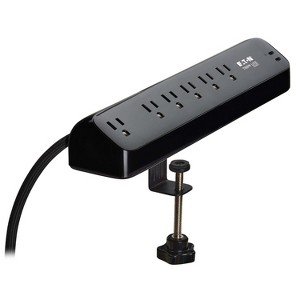 Tripp Lite 6-AC Outlet and 2-USB Port 900-Joules Protect It® Desk Clamp Surge Protector Power Strip, 10-Ft. Braided Cord, TLP610U30CLAMPB in Black - 1 of 4