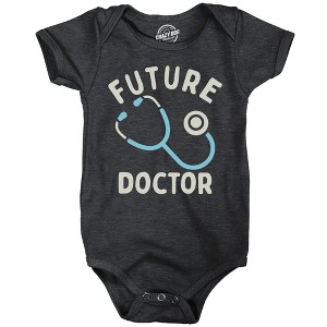 Future Doctor Baby Bodysuit Funny Sarcastic Stethoscope Graphic Novelty Jumper For Infants - Crazy Dog Baby Bodysuit Black Newborn - 1 of 4