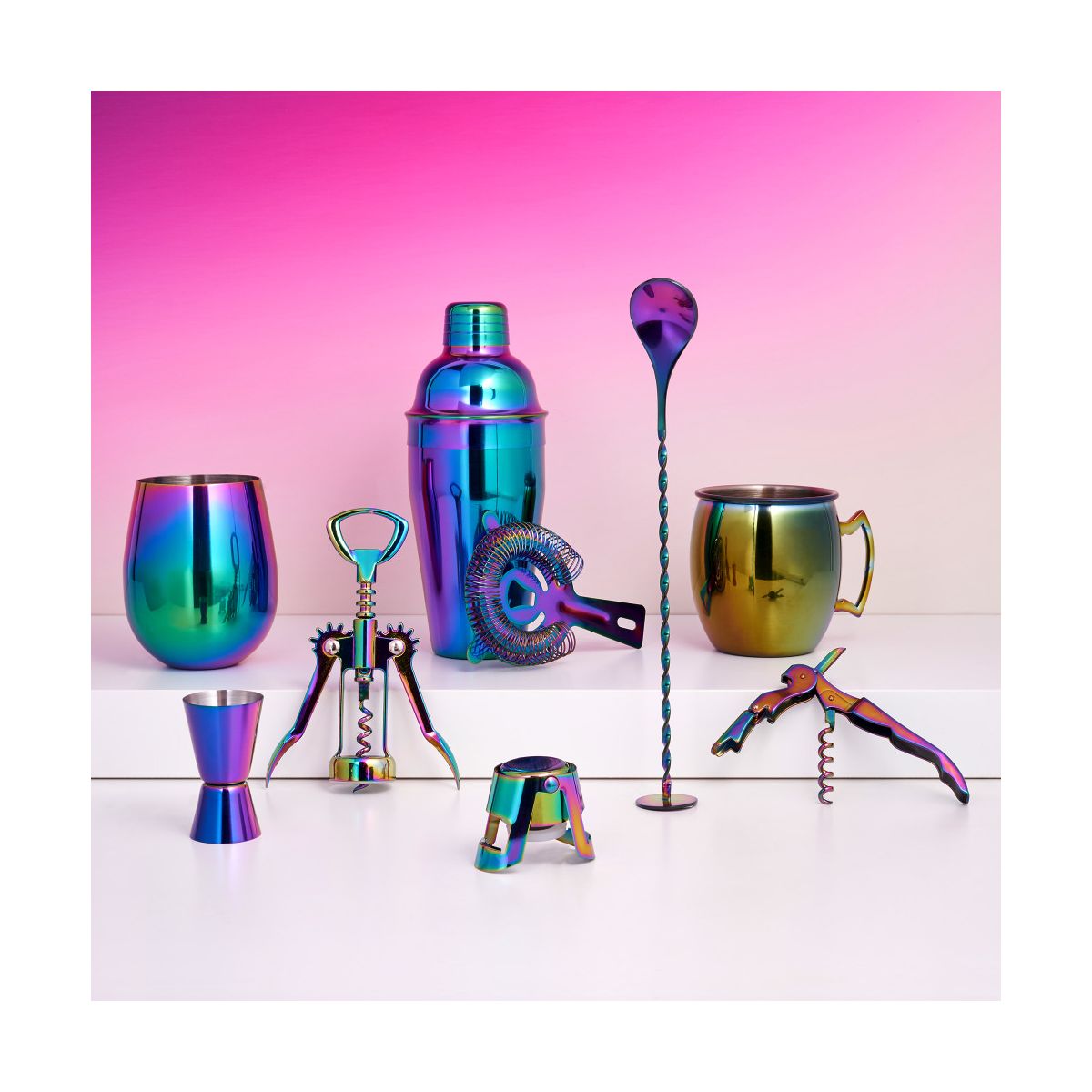 Blush Mirage Rainbow Cocktail Shaker for Margarita, Martini, Bar Gifts for Women, Girls Night, Stainless Steel, Built-in Strainer & Jigger Cap, 20 oz - thumbnail 5