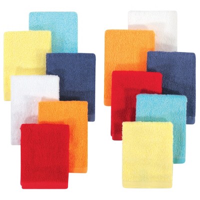 Hudson Baby Infant Boy Rayon from Bamboo Woven Washcloths 12pk, Basic Bright, One Size