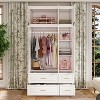 Famapy White Modern Armoire With Hanging Rod and 4 Drawers Sleek Wardrobe - 2 of 4