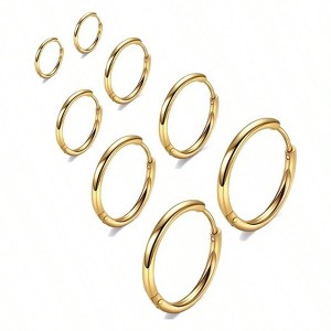 316L Surgical Stainless Steel Huggie Hoop Earrings, Hypoallergenic for Men Women - 1 of 4