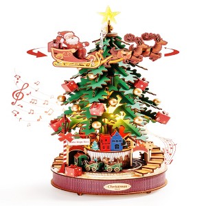 Robotime 3D Puzzles Christmas Melody Tree Music Box Dreamer Wooden DIY Kits Creative Xmas Gift for Kids Adults, Multicolor, 12.44"*9.09"*3.11" - 1 of 4