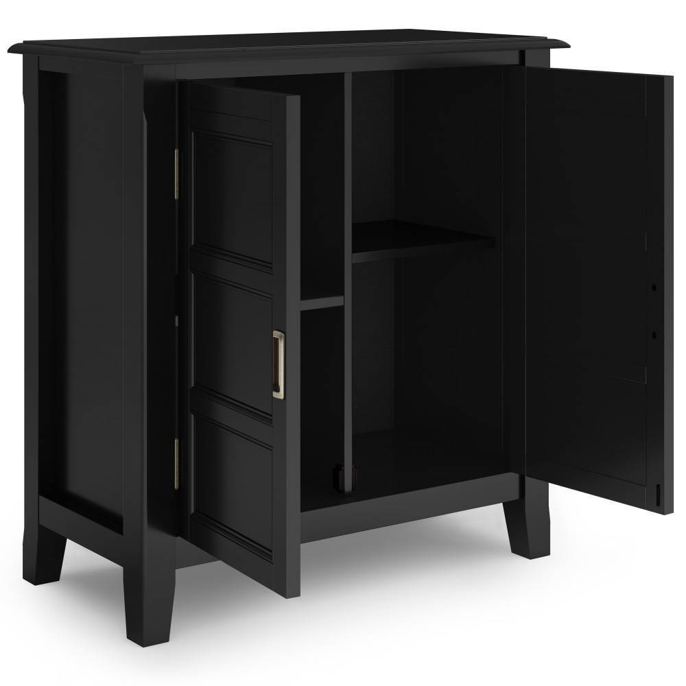 Photos - Wardrobe WyndenHall Portland Low Storage Cabinet Black: Traditional Style, Lacquere