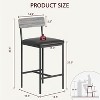 Bar Stools Set of , Upholstered Barstools with Metal Legs, Footrest & Backrest, PU Seat, Kitchen Height Chairs - 3 of 4