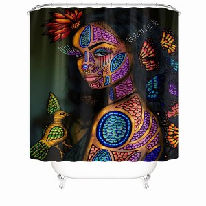 Butterfly Hummingbird Woman Shower Curtains for Bathroom Waterproof Fabric Bath Curtain Durable Soft Stylish Bathroom Decor 72x72 Inch - 1 of 1