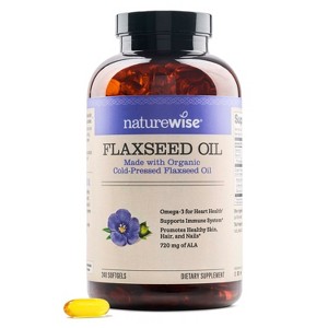 NatureWise Flaxseed Oil Fish Free Omega 3 6 9 with ALA - Made With Organic Flaxseed Oil - Cold Pressed, Non-GMO - 1 of 4