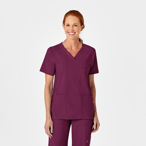 Wink 4 Pocket Utility Scrub Top, Wine, L : Target