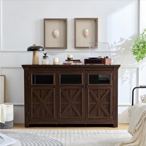 2 Doors Cabinet, Large Buffet Cabinet Kitchen With Metal Handle Styles, Bar Storage Cabinet For Dining Room-Cuddlewood - 1 of 4