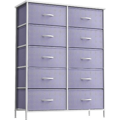 Sorbus 10 Drawers Dresser - Furniture Storage for Bedroom, Closet, Office Organization - Steel Frame, Wood Top, Fabric Bins