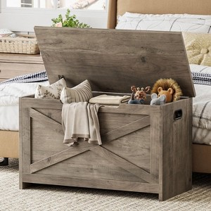 coucheta 30" Solid Wood Storage Bench with Soft-Close Lid - Easy Assembly, Large Toy Chest Organizer for Entryway, Living Room, Bedroom - 1 of 4