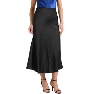 INSPIRE CHIC Women's Satin Maxi Fall High Waist Casual Cocktail Party Wedding Mermaid Long Skirts - 1 of 4