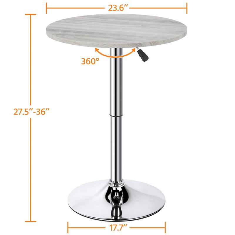 Yaheetech Adjustable Pub Round Table Counter Height Bistro Table w/ 360° Swivel MDF Tabletop, 3 of 8