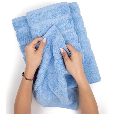 Sky Blue 100% Turkish Cotton Hand Towel Set, 16" x 28"
