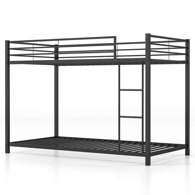 Costway Space-Saving Twin over Twin Bunk Bed with Built-in Ladder Safety Guardrail Black, 3 of 11