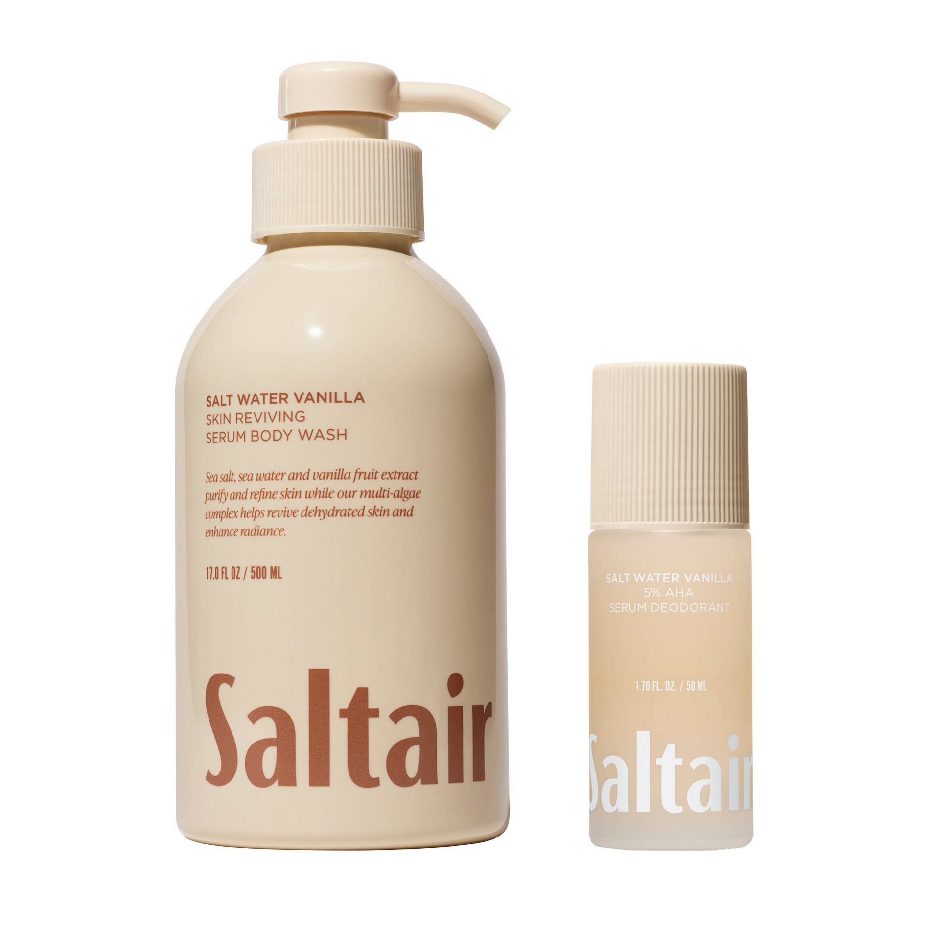 Saltair Serum Salt Water Vanilla 1.7 fl oz Roll-On Deodorant + 17 fl oz Body Wash
