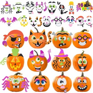 Joyfy 16 Packs Halloween Foam Craft Kit Pumpkin Decor Stickers, Halloween Party Favors School Games Gifts for Kids, Arts Activities Party Supplies - 1 of 4