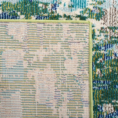 Green and Turquoise Round Synthetic Hand-knotted Area Rug