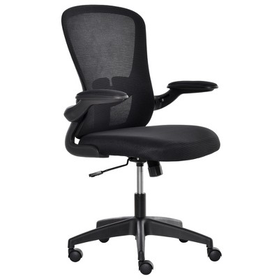 Vinsetto Mesh Home Office Chair Mid Back Ergonomic Computer Task Chair with Lumbar Back Support Adjustable Height Flip-Up Arm Black