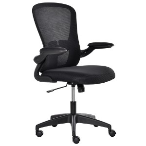 Vinsetto Mid-Back Mesh Home Office Chair, Ergonomic Computer Task Chair with Lumbar Back Support, Adjustable Height, and Flip-Up Arms, Black - 1 of 4