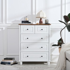 5 Drawer Tall Dresser, 36'' H MDF Wood Chest of Drawers for Bedroom or Office, Storage Dresser Cabinet for Living Room or Hallway-Coolbibila - 1 of 4