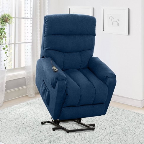 Dallas Power Lift Assist Upholstered Recliner Navy Corliving