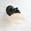 Possini Euro Design Astrid Modern Wall Light Sconce Black Hardwire 7 1/2" Fixture Schoolhouse White Glass for Bedroom Bathroom Vanity Reading Hallway - 2 of 4