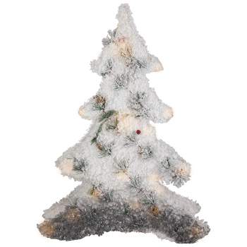 Northlight 27.5" LED Lighted White Tinsel and Pine 2-D Christmas Tree Decoration