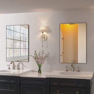 VYNXARIA 36"x24" Black Modern Bathroom Mirror with Aluminum Frame Vertical or Horizontal Hanging Decorative Wall Mirrors for Living Room Bedroom - 1 of 4