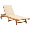 vidaXL Solid Acacia Wood Patio Chaise Lounge Chair - Outdoor Sun Lounger with Adjustable Backrest, Footrest & Cream Cushion - 2 of 4