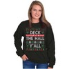 Ugly Christmas Deck The Halls Y'all Sweatshirt for Men or Women Brisco Brands - 3 of 4