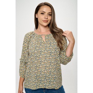 WEST K Women's Paislee Plus Size Ruffle Sleeve Woven Blouse - 1 of 4