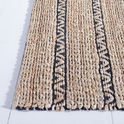 Handwoven Cotton-Jute Blend Rug in Black & Natural - 3' x 5'