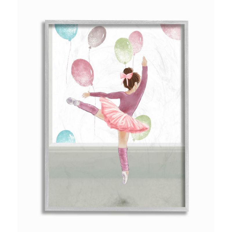 Stupell Industries Jumping Ballerina Little Dancer Girl Balloons Pink, 1 of 7