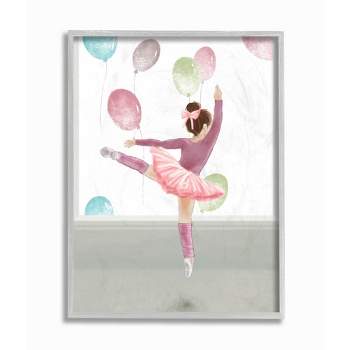 Stupell Industries Jumping Ballerina Little Dancer Girl Balloons Pink