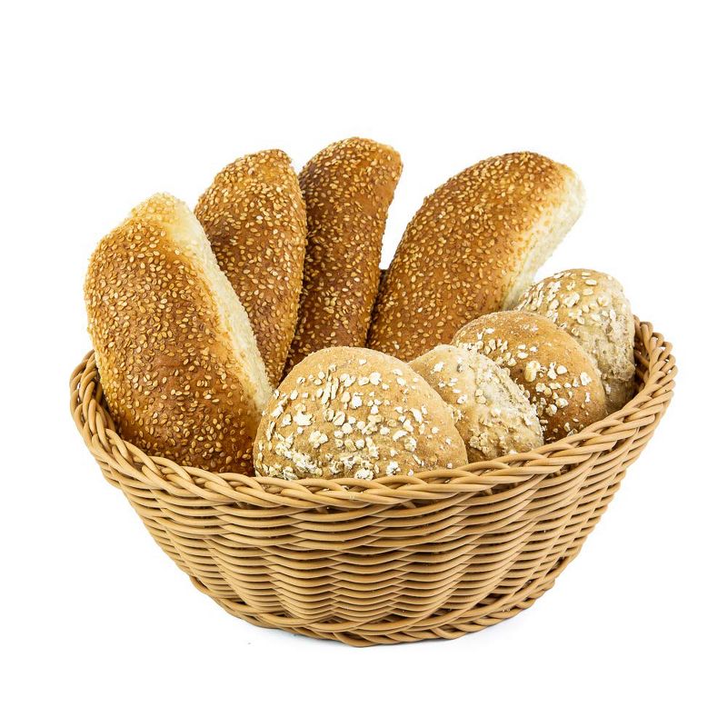 KOVOT Set of 2 Wicker Round Baskets - 10.5"D x 4"H Woven Polypropylene Basket – For Bread, Food Display and Serving – Snack Organizer Basket, 2 of 6