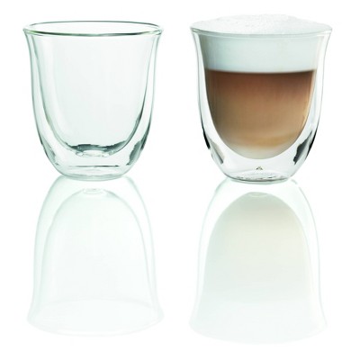 Dlux Espresso Coffee Cups 3oz, Double Wall, Clear Glass Set of 2 Glasses, Insulated Borosilicate Glassware Tea Cup Mug