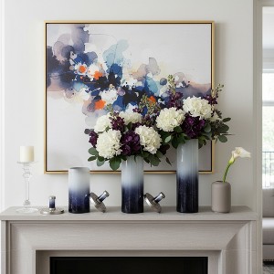 Decorative Glass Bottle Vases with Removeable Lid - Contemporary Flower Vase Accent for Entryway, Bedroom, and Home Decor - Set of 3, 23", Blue - 1 of 4