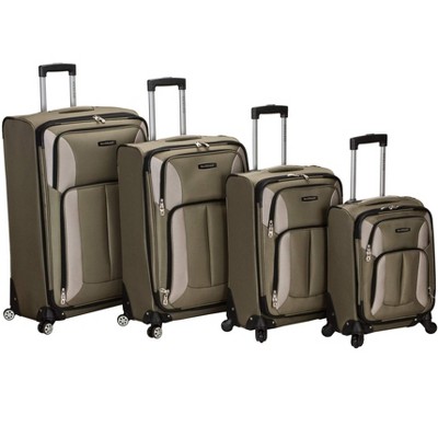 Rockland Impact Softside Spinner Wheel Luggage Olive 4-Piece Set (18/22/26/30)