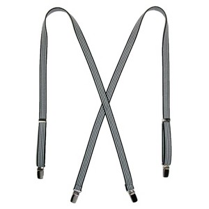 CTM Women's Elastic X-Back 3/4 Inch Black and White Pinstripe Suspenders - 1 of 4