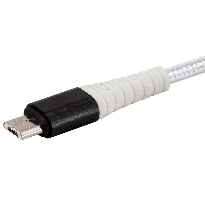 Monoprice USB 2.0 Micro B to Type A Charge and Sync Cable - 6 Feet - White, Durable,  Kevlar-Reinforced Nylon-Braid - AtlasFlex Series, 3 of 7