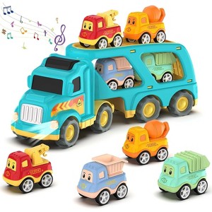 Toddler Construction Transport Set with 4 Pull Back Vehicles for Ages 18M-5 Years - 1 of 4