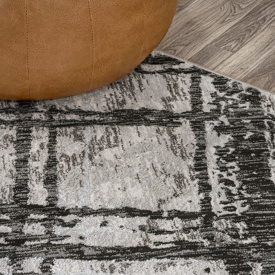 Black and Gray Abstract 8' x 10' Synthetic Area Rug