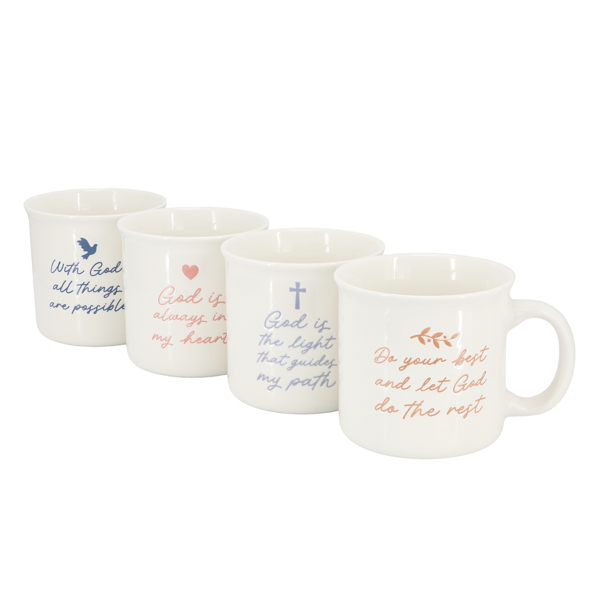 Gibson Home Daily Wisdom 4 Piece Assorted 21 Ounce Stoneware Mug Set in White