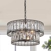 LNC Chispa 4-Light 15.5"  Modern Tiered Drum Small Chandelier, Matte Black with Facted Crystal - 2 of 4