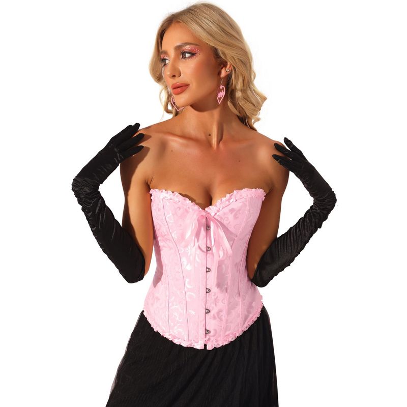 Allegra K Women's Victorian Style Strapless Lace Up Bustier Top, 1 of 6