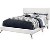 Monarch Specialties Bed Queen Size Platform Bedroom Frame Upholstered Pu Leather Look Metal Legs White Chrome Contemporary Modern - 4 of 4