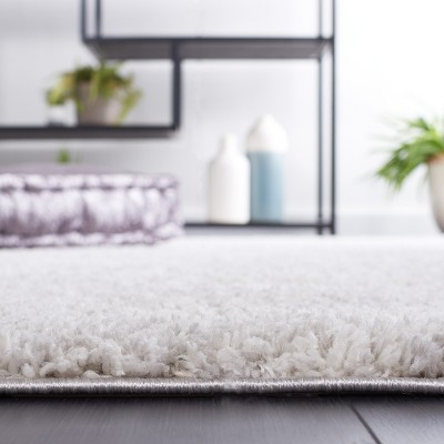 Grey and Ivory Flat Woven Shag Runner Rug