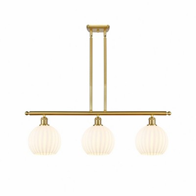 White Venetian - 3 Light Stem Hung Island In Modern Style-11 Inches Tall and 36 Inches Wide